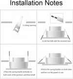 3Watt 55mm (2.17'') Cutout COB LED Ceiling Light, Anti-Glare Tilt LED Spotlight Twist LED Recessed Downlight, Spotlight Kit