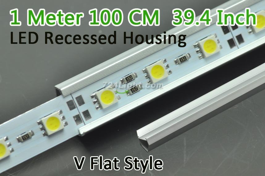 LED Aluminium Profile LED Strip Light Aluminium Profile 1M V Flat Type Rail Aluminium