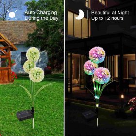 Solar Dandelion LED Lights for Your For Garden, Patio, Yard, Landscape Decor - 2 Pack
