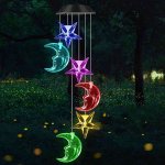 Solar Wind Chimes, Moon and Star Hanging Mobile Color Changing Light for Garden Patio Yard Window Outdoor Decorations