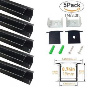 Black Aluminum Extrusion U05 36x24mm U-Shape LED Aluminum Channel System for LED Strip Installation