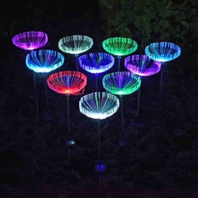 Solar Garden Fiber Jellyfish Lights, 7 Color Changing Outdoor Decorative, IP65 Waterproof Solar Powered-2 Pack