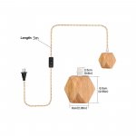 9.8FT Vintage Pendant Light Cord with Dimmable Switch, Diamond shape Nylon Rope Hanging Light