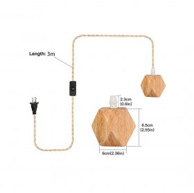 9.8FT Vintage Pendant Light Cord with Dimmable Switch, Diamond shape Nylon Rope Hanging Light