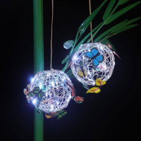 Hanging Butterfly Orb Solar Lights, Outdoor Yard Hanging Mesh Orb Colorful Waterproof Durable Metal Decorative