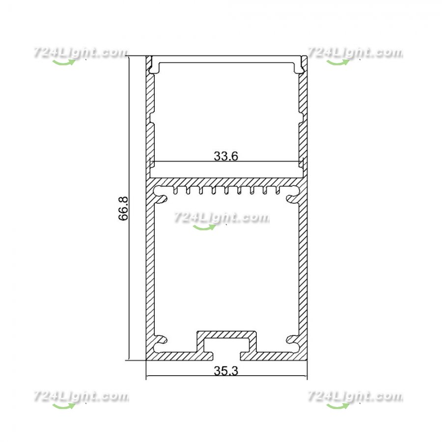 Aluminum LED profile for Droplight with Internal driver transformer space for led strip