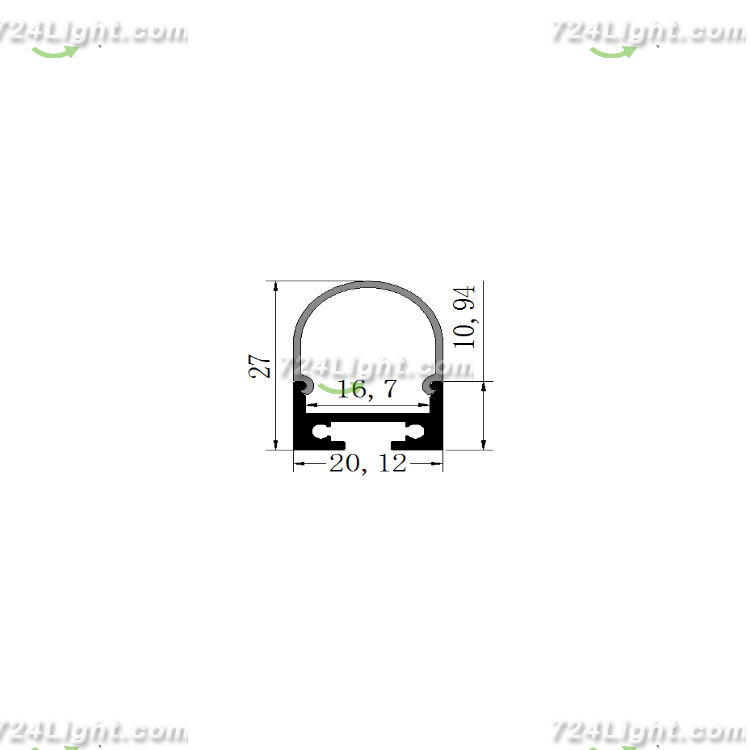 2027LED round PC three-sided light-emitting linear light hard light bar aluminum shell kit