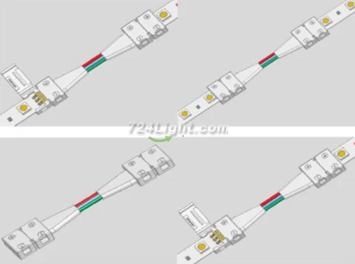 10PCS PACK Dual White LED Strip Connectors Solderless Snap Down 3 Conductor Connectors for 8mm Wide SMD3528 2835 Dual White Color Flex LED Strips