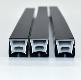 16.4FT(5Meters) 20*20mm 120° Top Emitting IP67 Waterproof Flexible Full Black Silicon LED NEON Tube Housing Fit for 12mm Wide LED Strip Light