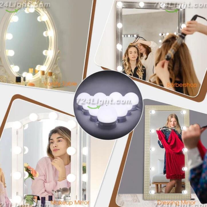 Hollywood Style LED Vanity Mirror Lights Kit with 10 3Colors Adjustable 1.77'' Light Bulbs, Perfect for Makeup Vanity Table Set in Dressing Room