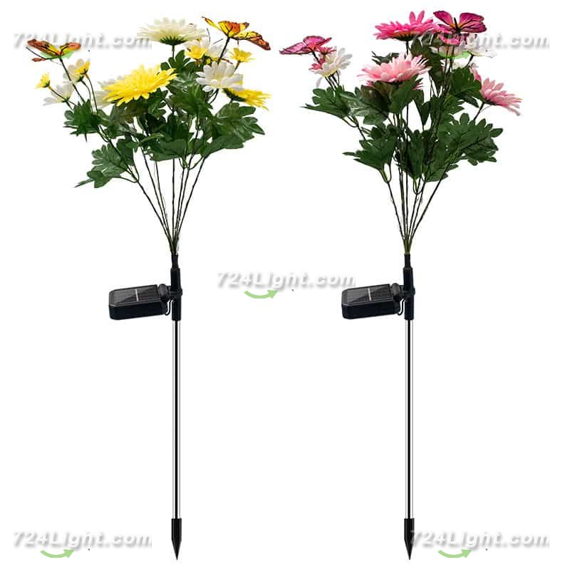 Solar Garden Path Lights Branch Lotus Lamp 16LED Colorful Night Lights 2 Pack