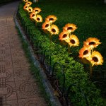 Outdoor Solar Garden Stake Lights, 3 Heads Waterproof Solar Sunflower Lights for Garden, Lawn, Patio, Backyard, Pathway Decoration(2 Pack)