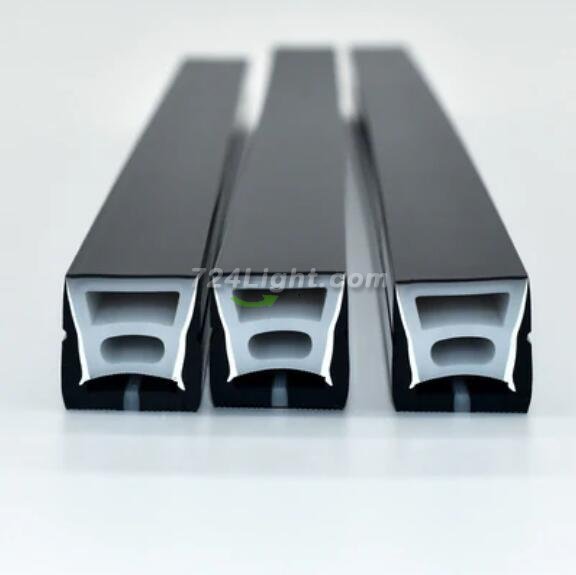 16.4FT(5Meters) 20*20mm 120° Top Emitting IP67 Waterproof Flexible Full Black Silicon LED NEON Tube Housing Fit for 12mm Wide LED Strip Light