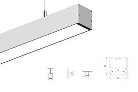 1 Meter 39.4" Suspended LED lighting pendant LED Channel 50mm x 50mm suit 31mm led strip light