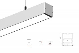 0.5 meter 19.7" Suspended LED lighting pendant LED Channel 35mm x 35mm suit 31mm led strip light