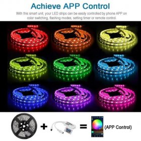 32.8ft (10Mtrs) 600LED SMD5050 RGBW Strip LED Kit Music Sync, IR Remote, WiFi APP Controlled, Alexa Compatible