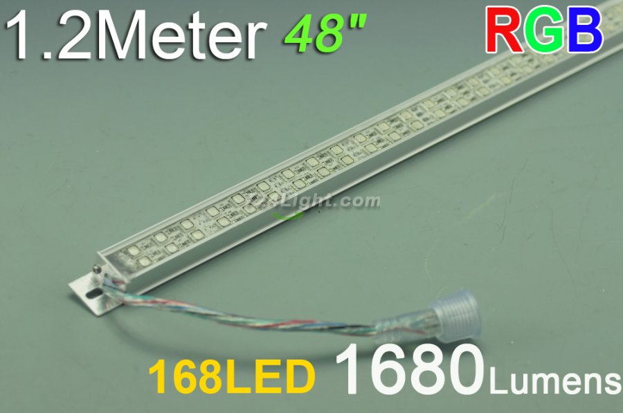 Double Row 1.2Meter 48inch 12V Superbright Waterproof 5050 RGB Color Changing LED Rigid Strip Bar 168LEDs