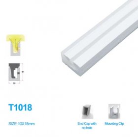 1M/5M/10M/20M Pack of T1018 LED Neon Light Housing Kit with End Caps and Mounting Clips, Flexible Neon Channel Fit for 10mm Wide LED Strip Lights