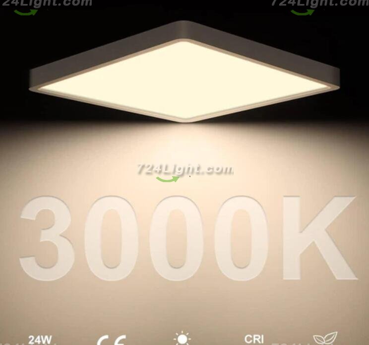 12inch 24W LED Ceiling Light Flush Mount, 3200LM Black Flat Ceiling Lamp, Square Low Profile Lighting Fixture for Bedroom, Kitchen, Living Room, Stairwell