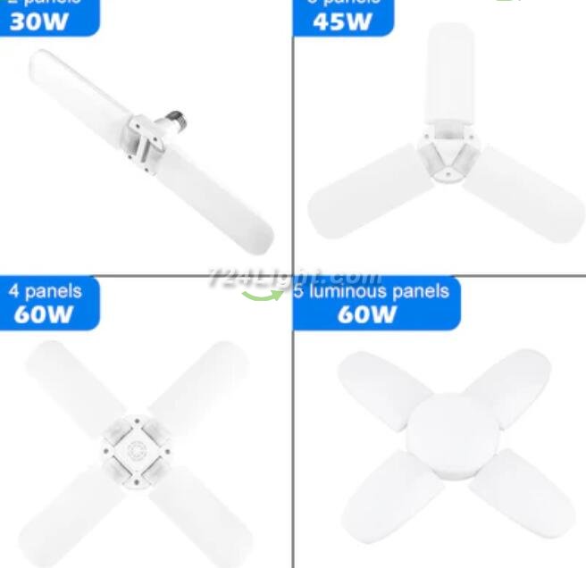 30W Deformable LED Garage Ceiling Lights 3000LM 6500K White 300W Equivalent CRI80+ E26/E27 Base