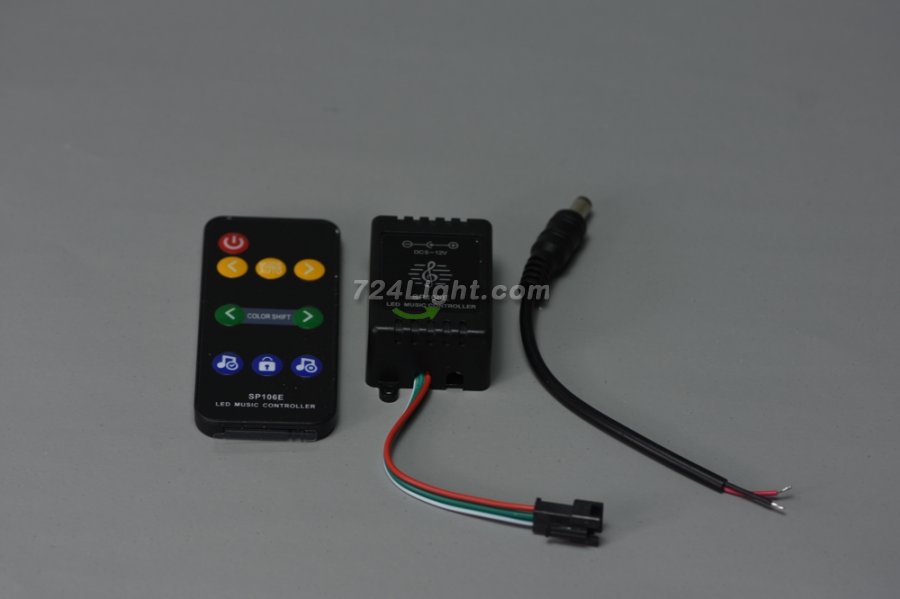 SP106E LED Music Controller, Sound Activated Wireless RF Remote Dream Color LED Controller for WS2812B WS2811 WS2812 RGB LED Strip Lights Sync to Music