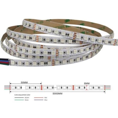 (image for) 8mm RGB LED Strip Lights, 16.4FT/5Meter SMD4040 600LEDs/Roll, DC24V 