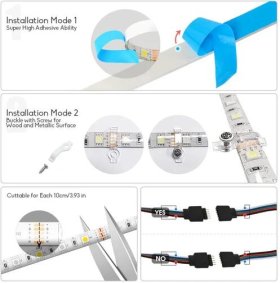 32.8ft (10Mtrs) 600LED SMD5050 RGBW Strip LED Kit Music Sync, IR Remote, WiFi APP Controlled, Alexa Compatible