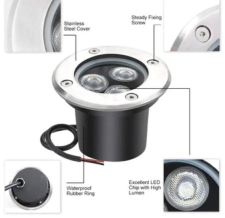 (image for) 4 Pack 3W Outdoor Landscape Lights 12V Warm White 300 Lumens Waterproof IP67 Garden Lights