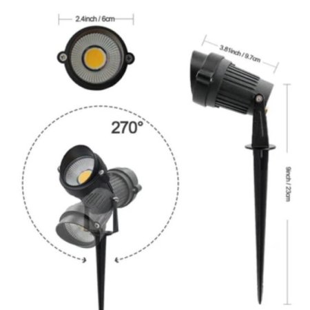 (image for) 8 PACK of 5W Warm White Outdoor IP65 Ground Inserted LED Garden Light Bullet Head Black Finish