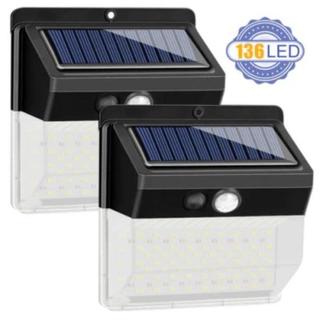 (image for) 2 Pack Solar Lights Outdoor 136 LEDs Wireless Waterproof Security Solar Motion Sensor Wall Lights