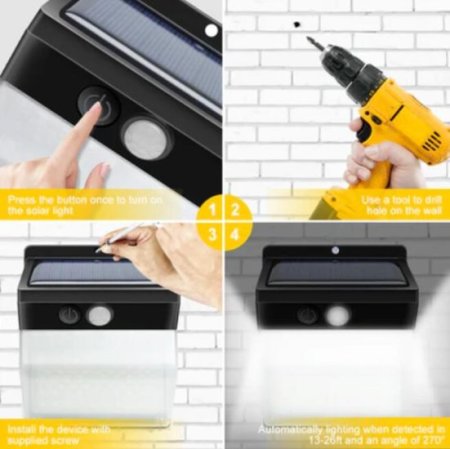 (image for) 4 Pack 172 LEDs Solar Lights Outdoor Wireless Waterproof Security Solar Motion Sensor Wall Lights
