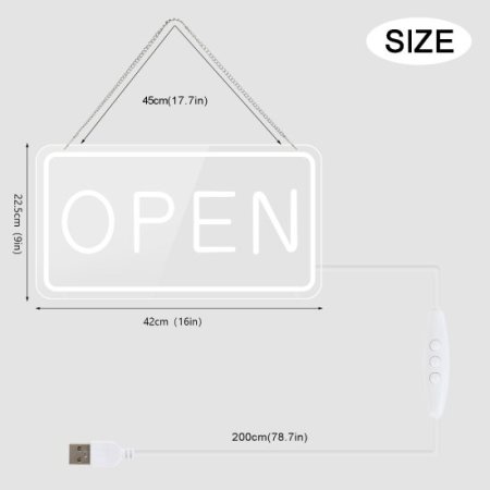 (image for) Open Signs for Business, COB Chip LED Neon Open Sign, 16"x 9" Bright Electric Light Up Open Signs with ON/OFF Switch adapter for Bars, Stores, Coffee Shop, Hotel, Window, Outdoor etc.