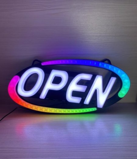(image for) Open Electronic Light Sign RGB Full Color Color Changing Colorful Luminous Characters LED Signboard Business Sign Neon Light