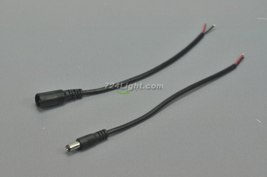Dc Connect Black 22 AWG 16cm Male Female LED Power Supply DC Cable Cord For LED Light