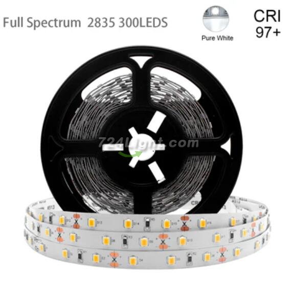 16.4FT 5Meter SMD2835 300LED 12V 30W True Color CRI95+ Full Spectrum LED Strip Light