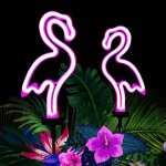 Solar Neon Flamingo Light, Outdoor Waterproof Solar Landscape Light for Garden, Yard, Passage, Lawn, Path Decorative Lights (2 Pack)