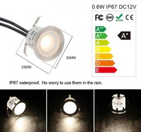 16 Pack Outdoor Recessed LED Deck Lights Kits IP67 Waterproof Inground LED Step Lights Kit for Garden, Yard, Steps, Bath Room and Kitchen