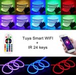 RGB LED Controller, 1500W Max High-Voltage WiFi Color Changing RGB Controller (Aluminum) with IR Remote and Music Time APP Control System for AC110-130V/ 200-240V LED Tape Rope Strip Lights