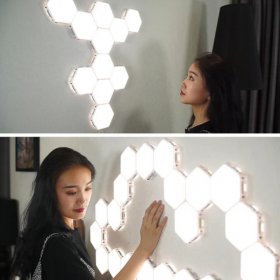 6 Pack Hexagonal LED Wall Light, DIY Modular Touch Sensitive Lights LED Night Light