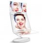 Tri-Fold LED Makeup Mirror w/ 360° Rotation, 3x/2x Magnification, 32 LEDs, Touching Dimmer and Dual Power Supply for Lighted Vanity Mirror