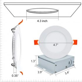 4Pack 4 Inch Ultra-Thin Recessed Ceiling Light 9W 650LM Dimmable LED Downlight Ceiling Light with Junction Box