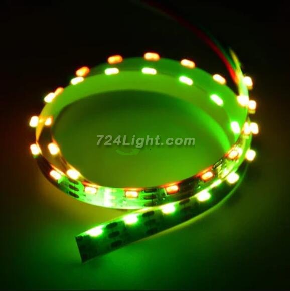 DC 5V 5Meter (16.4Ft) Side Emitting RGB SMD4020 SK6812 Individually Addressable LED Strip Light 60LED/Meter LED Pixel Flexible Tape White PCB