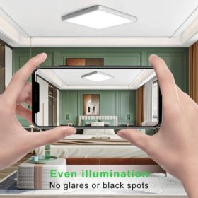 LED Ceiling Light Fixture Flush Mount, 12 Inch 24W, Indoor LED Ceiling Lights, 3200LM Bright Square LED Ceiling Light, Flat Slim Lighting Fixture for Bedroom Stairwell Hallway Kitchen