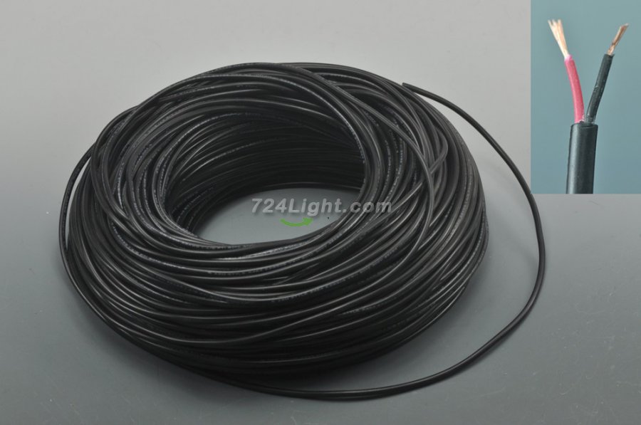 Black Jacketed LED Extension Cable Wire Cord 2Pin Line Free Cutting 1M - 100M (3.28foot - 328foot) 22AWG for led strips single color 3528 5050 Strip Lighting - Click Image to Close