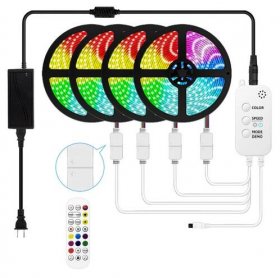 65.6Ft (4x 5M) SMD5050-150 Multicolor LED Light 600 LEDs Waterproof LED Strip Light 5050 RGB 12V w/ Power Supply & Controller