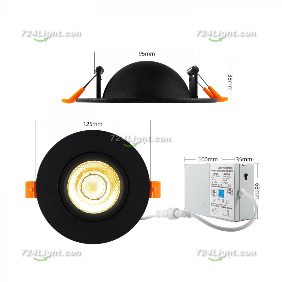 9W Downlight 360 Degree Rotating Embedded Adjustable LED Spotlight COB Home Living Room Downlight