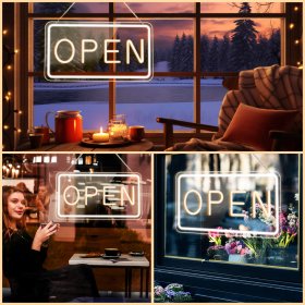 Open Signs for Business, COB Chip LED Neon Open Sign, 16"x 9" Bright Electric Light Up Open Signs with ON/OFF Switch adapter for Bars, Stores, Coffee Shop, Hotel, Window, Outdoor etc.