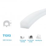 1M/5M/10M/20M Pack of T1313 LED Neon Light Housing Kit with End Caps and Mounting Clips, Flexible Neon Channel Fit for 8mm Wide LED Strip Lights