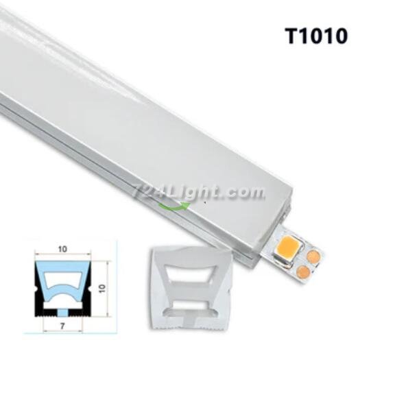 1M/5M/10M/20M Pack of T1010 LED Neon Light Housing Kit with End Caps and Mounting Clips, Flexible Neon Channel Fit for 6mm Wide LED Strip Lights
