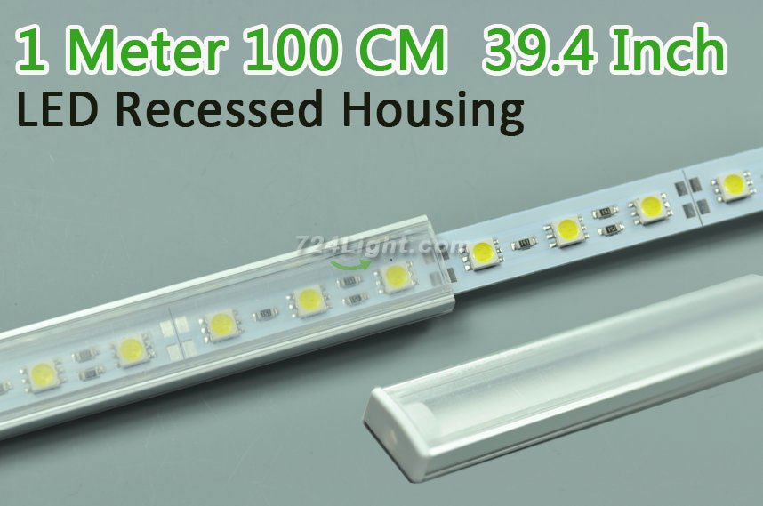 LED Aluminium Profile LED Strip Light Aluminium Profile 1M U Flat Style Rail Aluminium - Click Image to Close